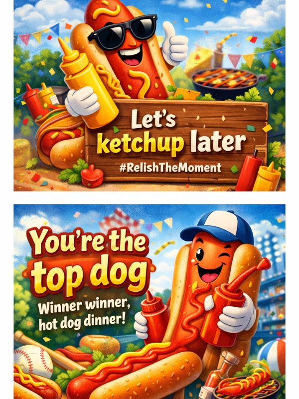 Hot Dog Puns for Social Media & Celebrations